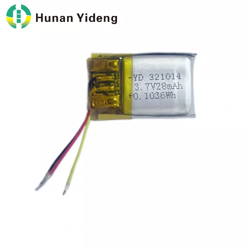 321014 28mah 3.7V పునర్వినియోగపరచదగిన చిన్న ప్రిస్మాటిక్ బ్యాటరీ